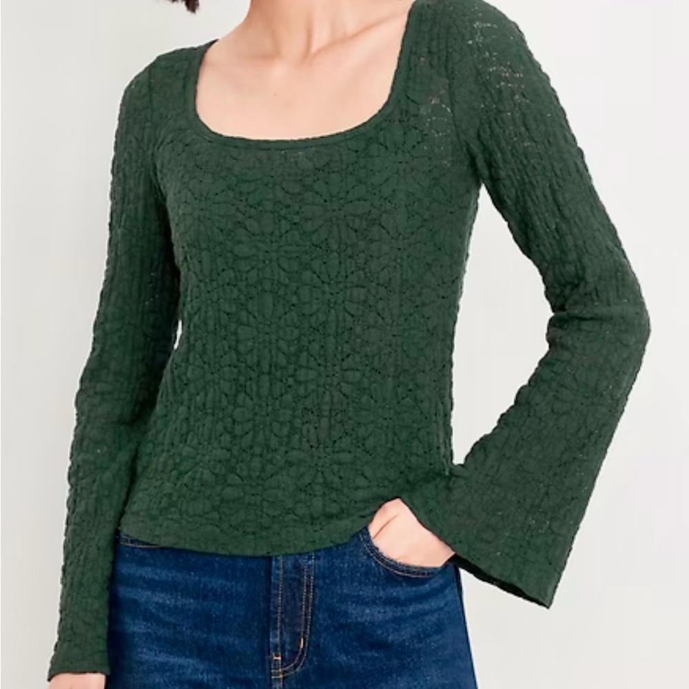 Old Navy Green Textured Blouse